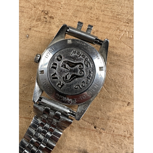 32A - RADO Vintage Stainless Steel Purple Horse Wristwatch, ref. 11761, circa 1960s.  Comes with Original ... 