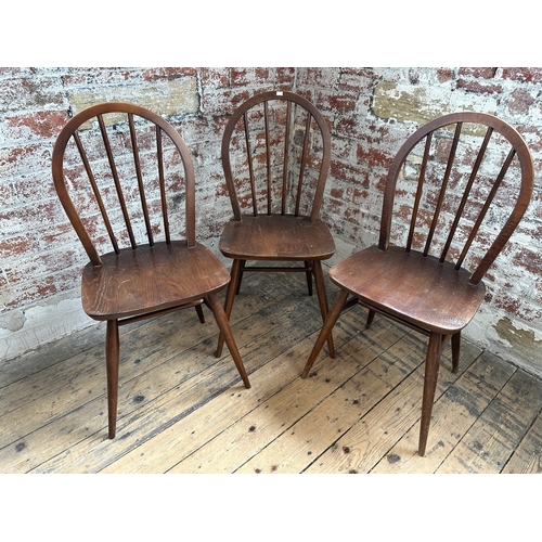 584 - Set of Three Ercol Windsor Hoop Back and Spindle Dinig Chairs