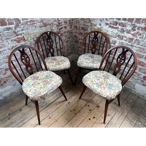 585 - Set of Four Ercol Fleur de Lys Dining Chairs