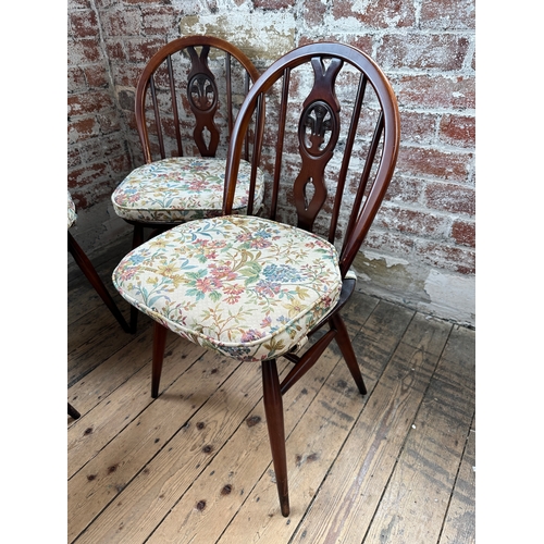 585 - Set of Four Ercol Fleur de Lys Dining Chairs