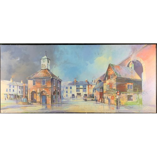 112 - Tom Harland - Yarm - 1981 Acrylic on Canvas affixed to Board. Large - 161 x 70 cm