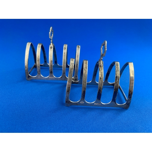 10 - Pair Of Hallmarked Silver Toast Racks Birmingham 1937 83.54g