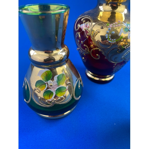 177 - Trio Of Venetian Style Glass Vases