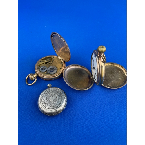 161 - Three Pocket Watches Inc Ladies 800 Silver. A/F