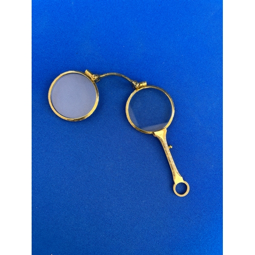 5 - Early 20th Century 14ct Gold Plated Spring Loaded Lorgnette