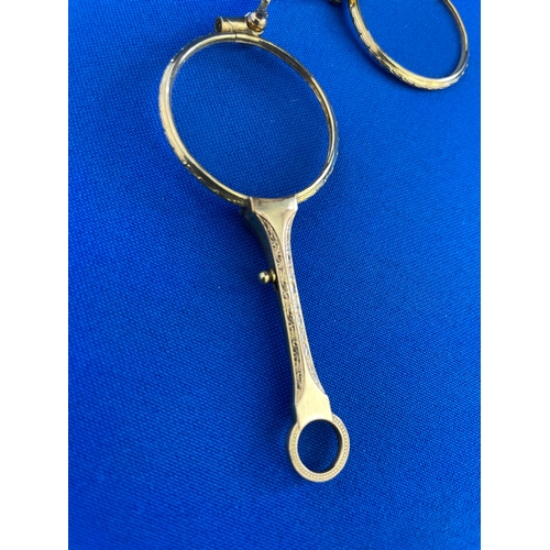 5 - Early 20th Century 14ct Gold Plated Spring Loaded Lorgnette