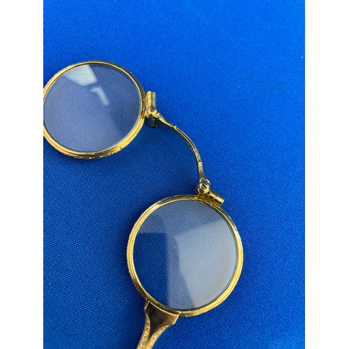 5 - Early 20th Century 14ct Gold Plated Spring Loaded Lorgnette