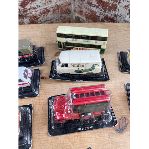 145 - Collection Of Die-Cast Cars & Tin Plate Tractor. Inc. Boxed Russian Vehicles, Matchbox & Corgi