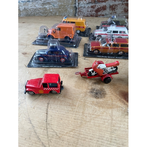 145 - Collection Of Die-Cast Cars & Tin Plate Tractor. Inc. Boxed Russian Vehicles, Matchbox & Corgi