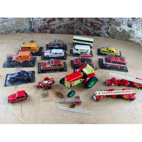 145 - Collection Of Die-Cast Cars & Tin Plate Tractor. Inc. Boxed Russian Vehicles, Matchbox & Corgi