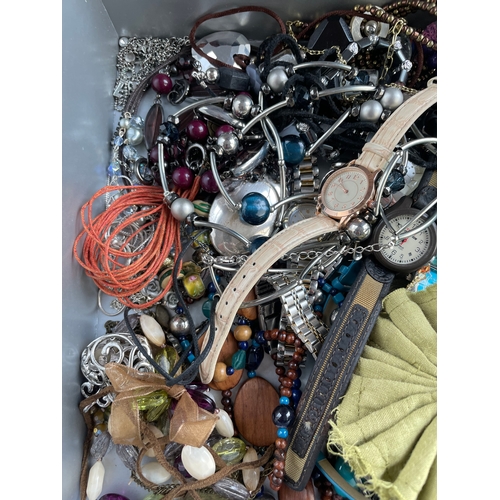 44 - Box Of Costume Jewellery & Watches