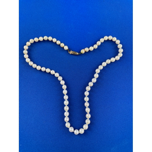 22 - Vintage Pearl Necklace With 9ct Gold Clasp