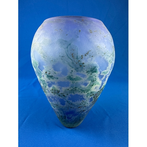 104 - Large Frosted Art Glass Vase From the Halifax Bank - Potentially Kosta Boda