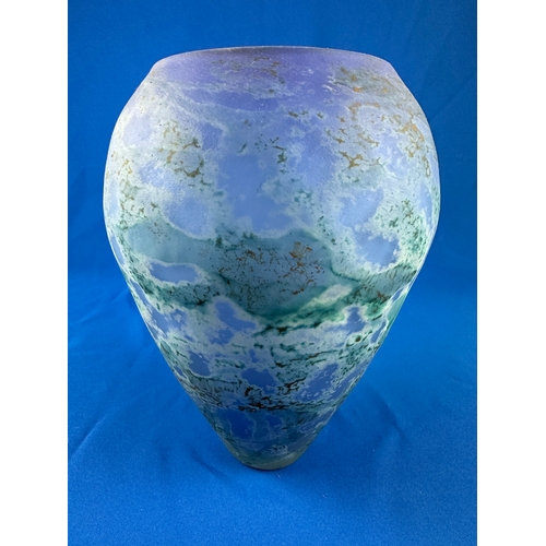 104 - Large Frosted Art Glass Vase From the Halifax Bank - Potentially Kosta Boda