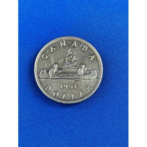 63 - 1951 Canadian Silver Dollar In Fine Condition