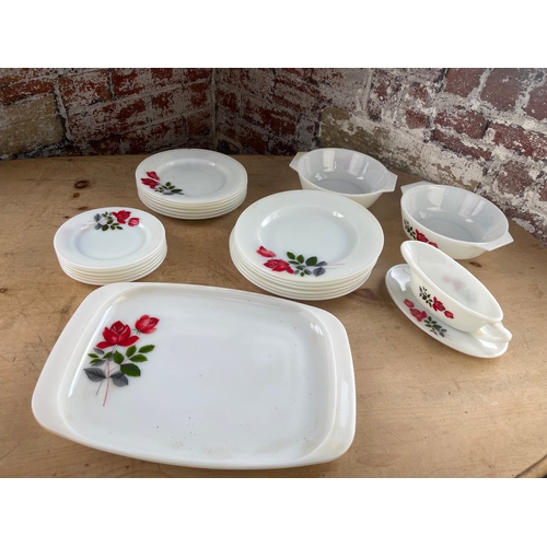 176 - Vintage JAJ Pyrex Dinner Service In Rosie Pattern