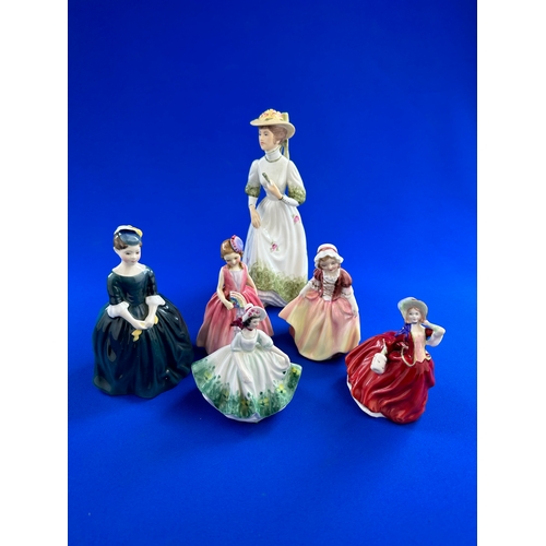 264 - 5 Royal Doulton Miniature Figurines & 1 Renaissance Emily Figurine.