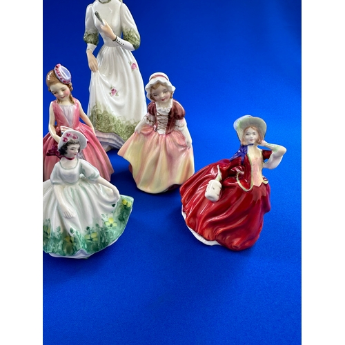 264 - 5 Royal Doulton Miniature Figurines & 1 Renaissance Emily Figurine.