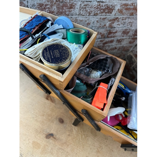 434 - Mid Century Sewing Box Full Of Sewing Items