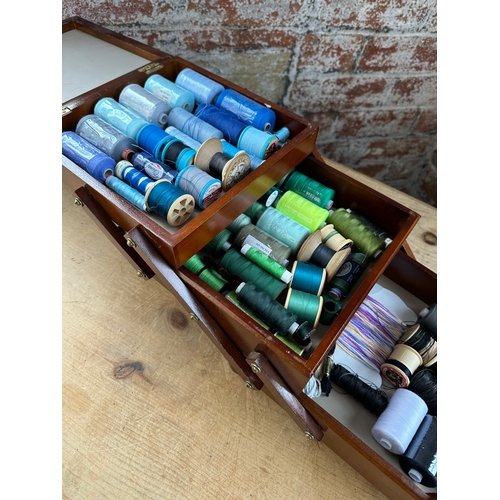 435 - Sewing Box Full Of Colour Coded Quality Threads