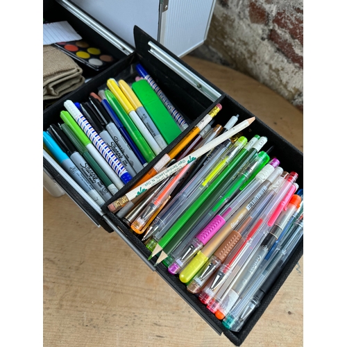 436 - Aluminium Craft / Makeup Case Full Of Art Equipment