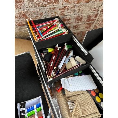 436 - Aluminium Craft / Makeup Case Full Of Art Equipment