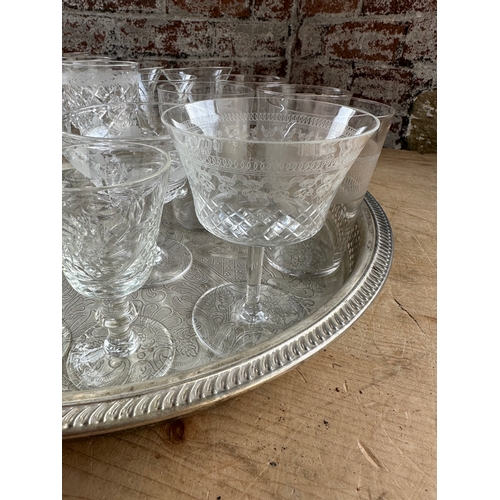 280 - Tray Of Vintage Glasses Inc Etched & Cut