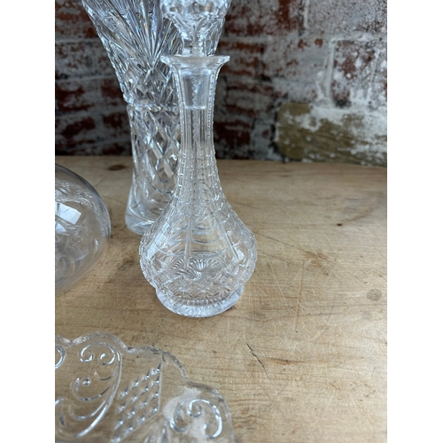 281 - Glassware Inc. Decanters & Cut Glass Vase