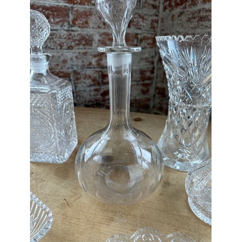 281 - Glassware Inc. Decanters & Cut Glass Vase