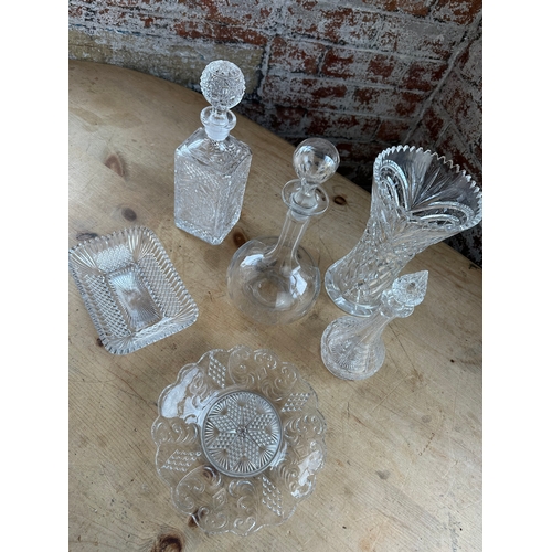 281 - Glassware Inc. Decanters & Cut Glass Vase