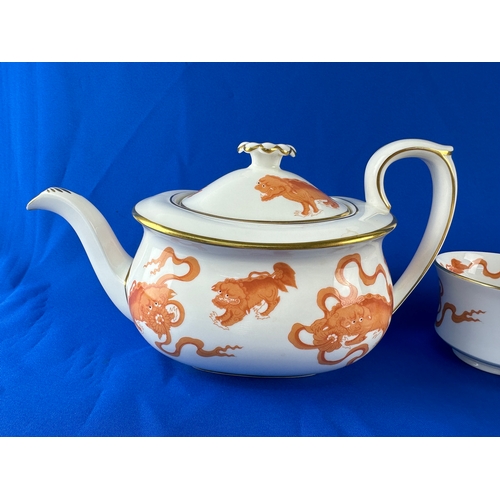 244 - Wedgwood Williamsburg Chinese Red Tigers R4625 Tea Service comprising of 8 Sandwich Plates, 8 Cups, ... 