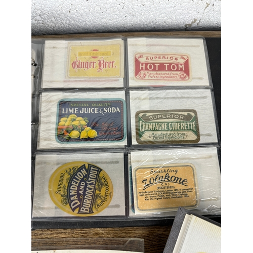 128 - Advertising Interest: Vintage Food, Drink and Cheese Labels alongside Match Box Tops