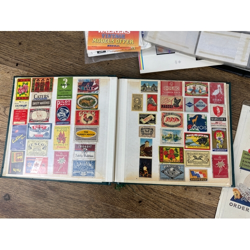 128 - Advertising Interest: Vintage Food, Drink and Cheese Labels alongside Match Box Tops