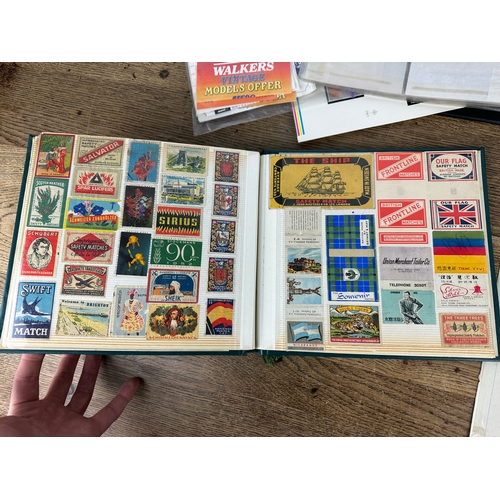 128 - Advertising Interest: Vintage Food, Drink and Cheese Labels alongside Match Box Tops