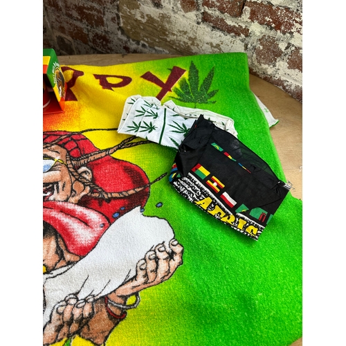 154 - Bob Marley Related Items Inc. Happy Towel & Clock