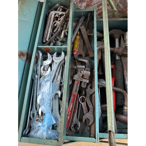 380 - Metal Cantilever Tool Box Full Of Tools