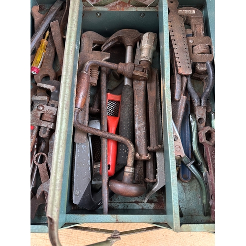 380 - Metal Cantilever Tool Box Full Of Tools