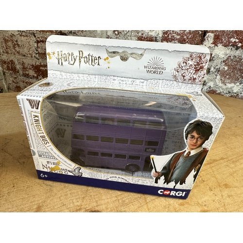 85 - Three Boxed Corgi Die Cast Vehicles, James Bond & Harry Potter Bus.