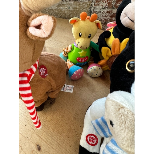 420 - Large Collection Of Soft Toys, Some Singing. Inc Build a Bear & Knitted Football Bear.