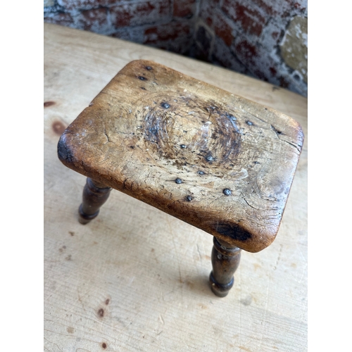 478 - Small Antique Country Stool / Candle stand