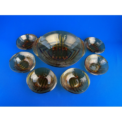 292 - Art Deco Amber Glass Bowl Set