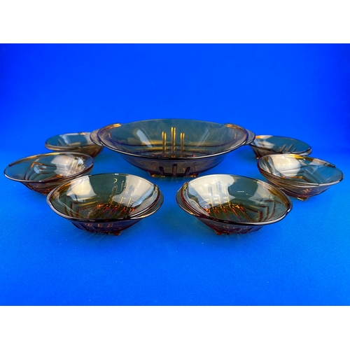 292 - Art Deco Amber Glass Bowl Set