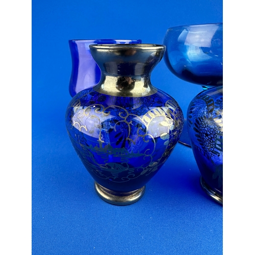 293 - Quartet Of Vintage Blue Glass