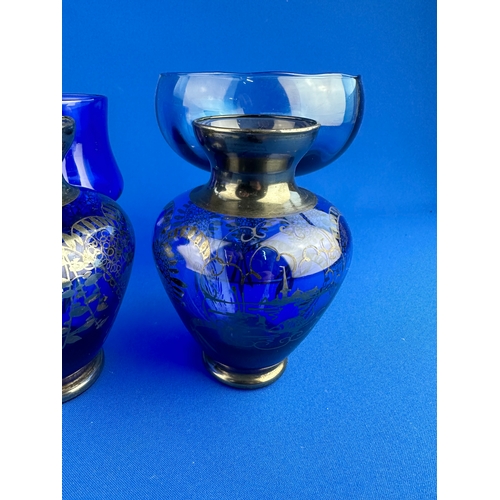 293 - Quartet Of Vintage Blue Glass