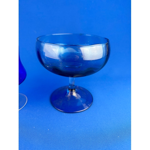 293 - Quartet Of Vintage Blue Glass