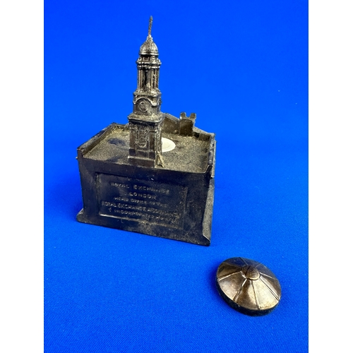 209 - Vintage Royal Exchange Ink Well With Pen Stand & Letter Spike.