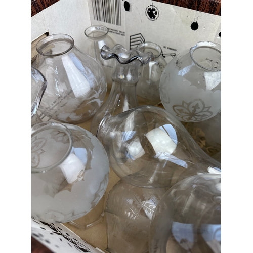 217 - Box Of Glass Oil Lamp Funnels