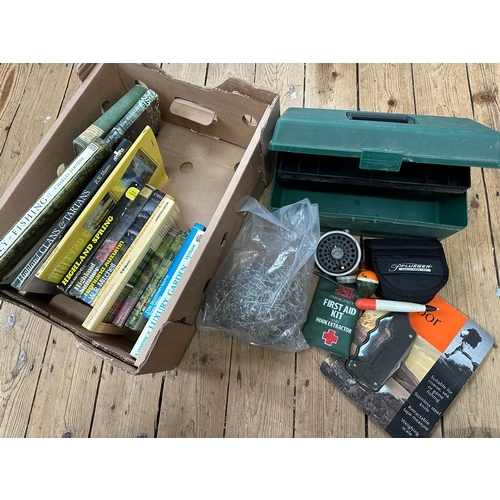 465 - Fishing Box With Some Tackle Items Inc. Intrepid Fly Reel & Large Quantity Of Longline / Sea Fishing... 