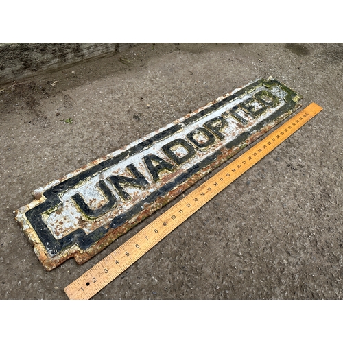 338 - Unadopted Vintage Cast Iron Road Sign