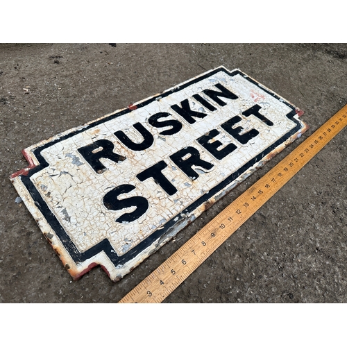 342 - Ruskin Street Vintage Cast Iron Sign